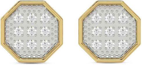 1/20 cttw Round Real Diamond Unisex Cluster Stud Earrings Solid 10K Yellow Gold in Kuwait
