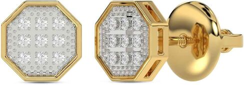1/20 cttw Round Real Diamond Unisex Cluster Stud Earrings Solid 10K Yellow Gold in Kuwait