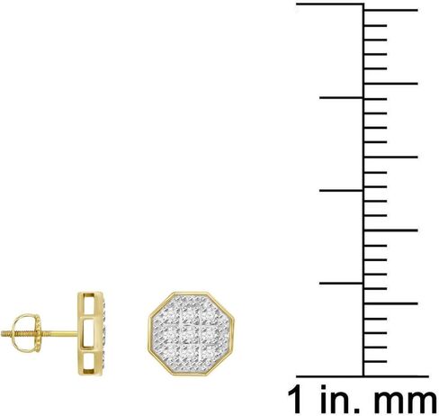 1/20 cttw Round Real Diamond Unisex Cluster Stud Earrings Solid 10K Yellow Gold in Kuwait