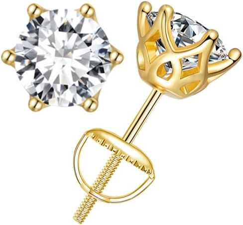 VANDANA GEMS & JEWELRY 1.50 Ctw Round Cut Diamond Stud Earrings 14k Yellow Gold Finish 925 Sterling Silver in Saudi Arabia