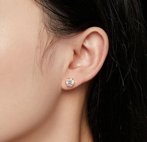 VANDANA GEMS & JEWELRY 1.50 Ctw Round Cut Diamond Stud Earrings 14k Yellow Gold Finish 925 Sterling Silver in Saudi Arabia