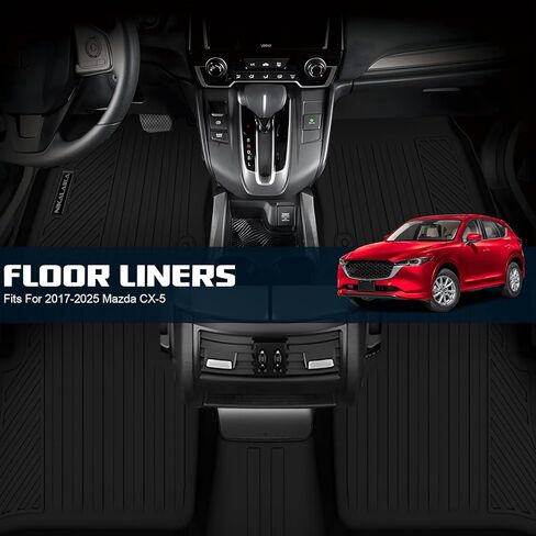 Floor Mats for Mazda CX-5 2017 2018 2019 2020 2021 2022 2023 2024 2025 All Weather Backrest Mat Trunk Mat Protection TPE Rubber Full Set Automotive Floor Mats Waterproof Non-Slip Mazda CX5 Accessories in Kuwait