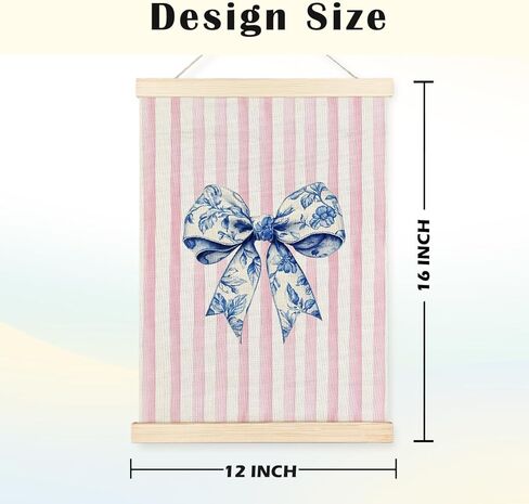 JINYO Chinoiserie Bow Floral Wall Art Poster مجموعة من 2، ديكور المنزل Grandmillennial، Coquette Preppy Bow الأزرق والأبيض الخزف زهرة ملصق يطبع ديكور الحائط، 12 × 16 بوصة in Kuwait