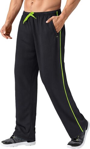 MAGNIVIT Men's Lightweight Sweatpants Loose Fit Open Bottom Mesh Athletic Pants with Zipper Pockets in Kuwait