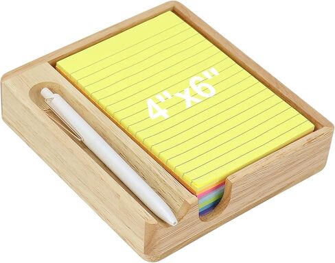 Buqoo Rubberwood Sticky Note Holder,Memo Pad Holder Dispenser Organizer with Pen Slot,Desktop Accessories Organizer for Office School Home in Kuwait