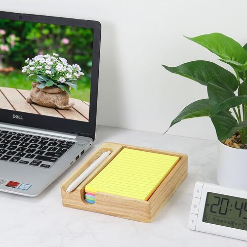 Buqoo Rubberwood Sticky Note Holder,Memo Pad Holder Dispenser Organizer with Pen Slot,Desktop Accessories Organizer for Office School Home in Kuwait