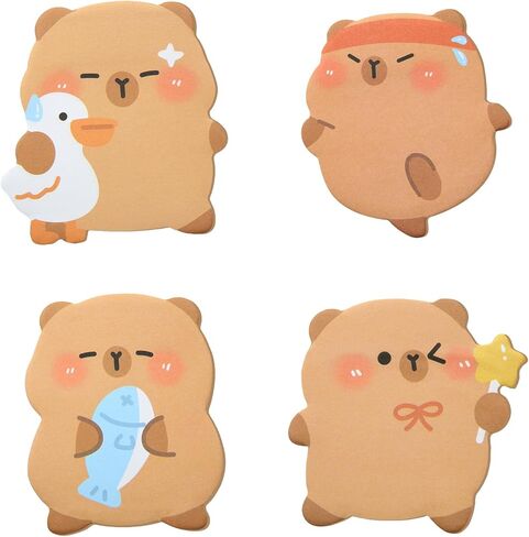 Capybara Shape Sticky Notes, Cute Cartoon Capybara Sticky Memo Pads Kawaii Small Self-Stick Memo Note Pad, 4 Packs 60 Sheets/Pack, Self-Stick Notepad for Office School Student Kids in Saudi Arabia
