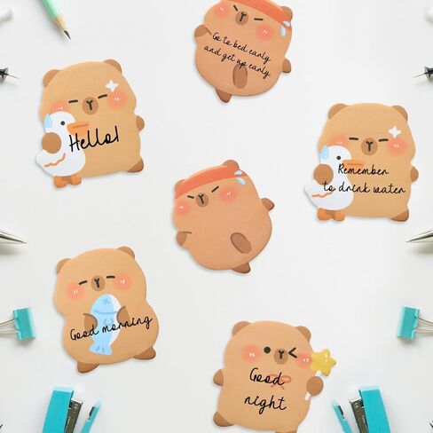 Capybara Shape Sticky Notes, Cute Cartoon Capybara Sticky Memo Pads Kawaii Small Self-Stick Memo Note Pad, 4 Packs 60 Sheets/Pack, Self-Stick Notepad for Office School Student Kids in Saudi Arabia