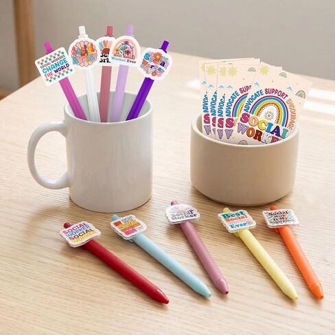 Lucky Sea 15 مجموعة من هدايا تقدير شهر العمل الاجتماعي للبالغين: 15 قطعة من أقلام حبر جاف وبطاقات حبر أسود للعمل الاجتماعي وحقائب هدايا جيدة لمستلزمات حفلات عيد الميلاد وعيد الشكر in Kuwait