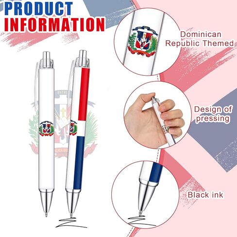 Eaasty 36 Pcs Dominican Republic Flag Ballpoint Pen Funny Retractable Rolling Paper Ballpoint Pen Dominican Flag Travel Souvenir Gifts for Men Women Office Gifts Supplies in Saudi Arabia