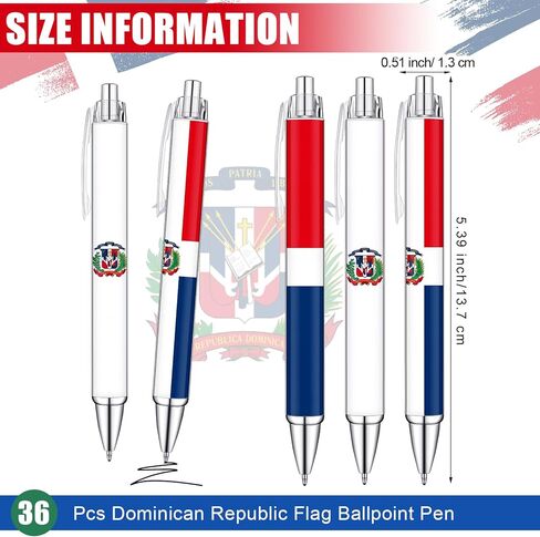 Eaasty 36 Pcs Dominican Republic Flag Ballpoint Pen Funny Retractable Rolling Paper Ballpoint Pen Dominican Flag Travel Souvenir Gifts for Men Women Office Gifts Supplies in Saudi Arabia