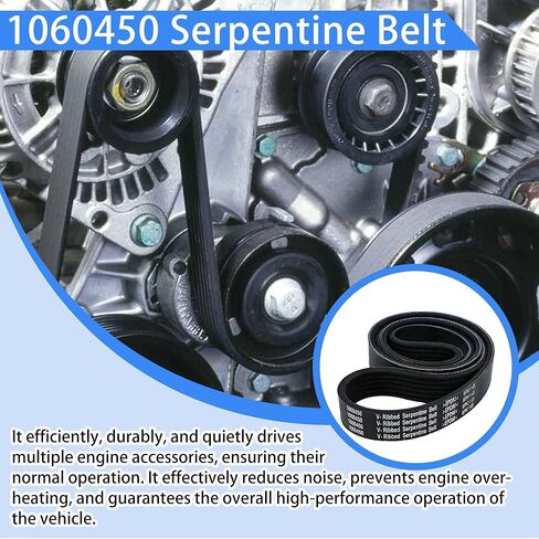 1060450 6PK1145 حزام اعوج | طول 6 أضلاع 45 بوصة | متوافق مع أودي 2019-2024 وفورد 1983-2019 | يستبدل 6PK1143 | 3.5L V6 3496cc 213ci 3.0L V6 in Kuwait