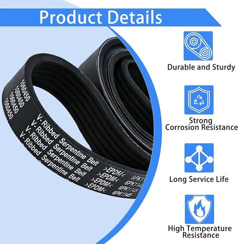 1060450 6PK1145 حزام اعوج | طول 6 أضلاع 45 بوصة | متوافق مع أودي 2019-2024 وفورد 1983-2019 | يستبدل 6PK1143 | 3.5L V6 3496cc 213ci 3.0L V6 in Kuwait