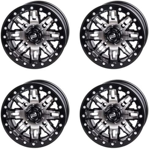 (4 عبوات) عجلة Tusk Teton Beadlock 4/156 15x10 5.0 + 5.0 مصنعة/أسود لبولاريس RZR XP Turbo S 2018-2021 in Saudi Arabia