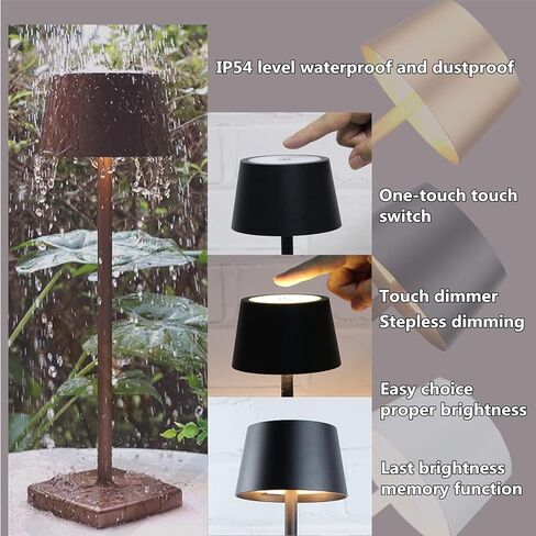 Desk lamp, Rechargeable Table lamp, Cordless, LED, Dimmable, Aluminum, Suitable for Indoor and Outdoor Lighting (Gold) in Saudi Arabia