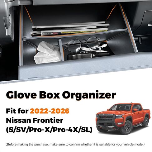 Car Glove Box Organizer Fit for Nissan Frontier 2022-2025 2026 (S/SV/Pro-X/Pro-4X/SL) Accessories - Multi-Compartment Storage Heavy Duty ABS Glove Box Storage Divider in Kuwait