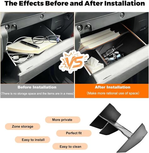 Car Glove Box Organizer Fit for Nissan Frontier 2022-2025 2026 (S/SV/Pro-X/Pro-4X/SL) Accessories - Multi-Compartment Storage Heavy Duty ABS Glove Box Storage Divider in Kuwait