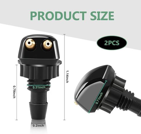 2 PCS Front Windshield Washer Nozzles, Double Holes Wiper Washer Nozzles, Nylon Straight Column Windshield Sprayer Jet, Universal for Most Cars, Trucks (Black) in Kuwait