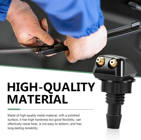 2 PCS Front Windshield Washer Nozzles, Double Holes Wiper Washer Nozzles, Nylon Straight Column Windshield Sprayer Jet, Universal for Most Cars, Trucks (Black) in Kuwait