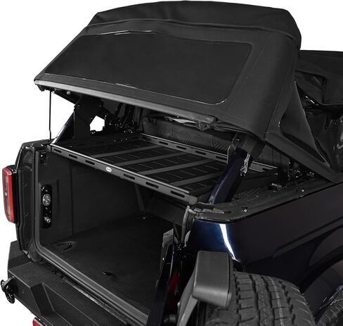 رف تخزين خلفي من Hooke Road Bronco، سلة شحن داخلية للطرق الوعرة لعام 2021 2022 2023 2024 2025 2026 Ford Bronco 4 أبواب صلبة وأعلى ناعمة (باستثناء Bronco Sport & Raptor) in Saudi Arabia