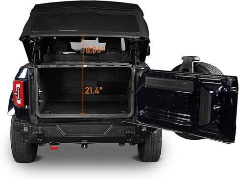 رف تخزين خلفي من Hooke Road Bronco، سلة شحن داخلية للطرق الوعرة لعام 2021 2022 2023 2024 2025 2026 Ford Bronco 4 أبواب صلبة وأعلى ناعمة (باستثناء Bronco Sport & Raptor) in Saudi Arabia
