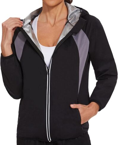 SEXYWG Sauna Jacket for Women Workout Sauna Suit Sweat Sauna Long Sleeve Shirt Gym Slimming Tops Zipper Body Shaper in Kuwait