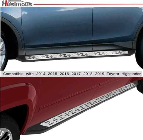 Running Boards Compatible with 2014 2015 2016 2017 2018 2019 Toyota Highlander, Silver Extruded Aluminum Side Step Rail Nerf Bars Accessories in Saudi Arabia