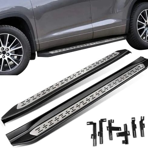 Running Boards Compatible with 2014 2015 2016 2017 2018 2019 Toyota Highlander, Silver Extruded Aluminum Side Step Rail Nerf Bars Accessories in Saudi Arabia