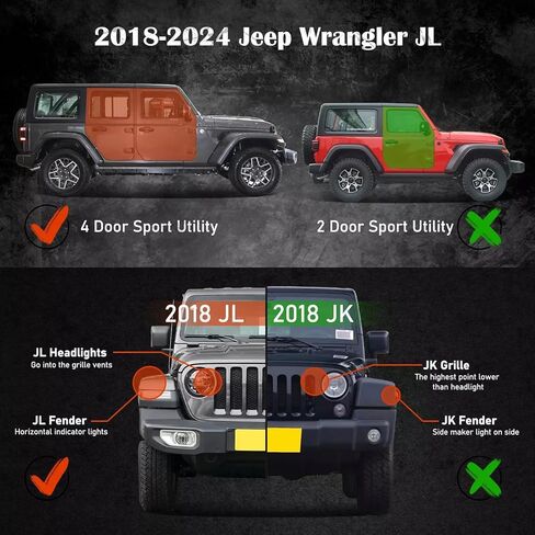 لوحات الجري بخطوات إسقاط متوافقة مع 2018-2024 Jeep Wrangler JL ذات 4 أبواب جانبية وقضبان Nerf، أسود مزخرف in Kuwait