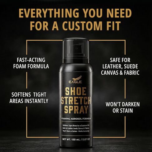 Eagle Shoe Stretch Spray 150mL Aerosol – Boot & Shoe Stretcher for Leather, Suede, Nubuck & Canvas – Loosens Tight Shoes, Break-In Spray for Heels, Boots & Sneakers in Saudi Arabia