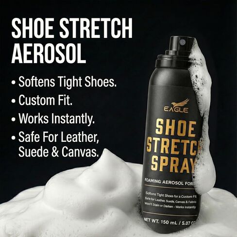 Eagle Shoe Stretch Spray 150mL Aerosol – Boot & Shoe Stretcher for Leather, Suede, Nubuck & Canvas – Loosens Tight Shoes, Break-In Spray for Heels, Boots & Sneakers in Saudi Arabia