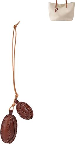 Handmade Genuine Leather Coffee Bean Bag Charm Pendant - Leather Coffee Bean Keychain Car Accessory Gift in Kuwait