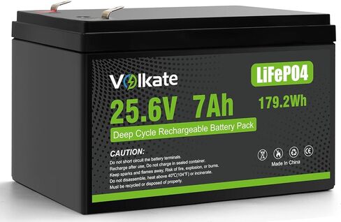 24V 7Ah Lithium LiFePO4 Battery with Upgraded 30A BMS, 24 Volt 25.6V 179.2Wh 2000+ Deep Cycle Rechargeable Lithium Iron Phosphate Battery for Ride On Toys, Power Wheels, Replaces LF8011 (F2 Terminals) in Kuwait