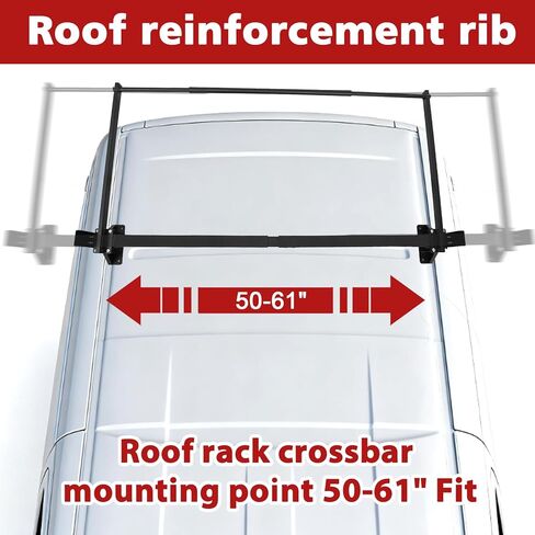 hightall Van Ladder Rack with Roller,Adjustable Length 50-61" Van Roof Rack with Cargo Stoppers,Compatible with Ford Transit150/250/350,Enclosed Trailer,Drilling Required in Kuwait