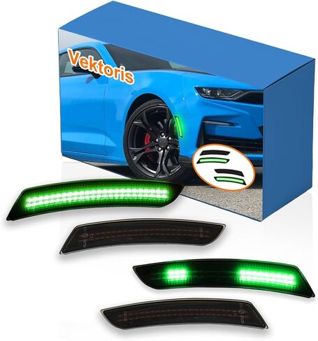 Smoked Lens LED Side Marker Lights 4PCS KIT for Chevy Camaro 2016-2023 6th Gen Camaro-Replace Part # 23169181/23169182,Sequential Front & Rear Bumper Side Marker Lamps Assembly (Pink Light) in Kuwait