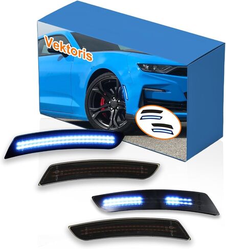 Smoked Lens LED Side Marker Lights 4PCS KIT for Chevy Camaro 2016-2023 6th Gen Camaro-Replace Part # 23169181/23169182,Sequential Front & Rear Bumper Side Marker Lamps Assembly (Pink Light) in Saudi Arabia