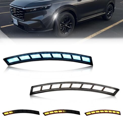 Front Sequential Side Marker Lights for 2023-2024 Hon-da CR-V CRV, Upgrade Smoked Lens Switchback Amber Turn Signal Light, Customize Blue or White Light as Daytime Running Light, 2PCS in Kuwait
