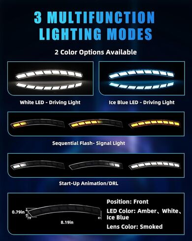 Front Sequential Side Marker Lights for 2023-2024 Hon-da CR-V CRV, Upgrade Smoked Lens Switchback Amber Turn Signal Light, Customize Blue or White Light as Daytime Running Light, 2PCS in Kuwait
