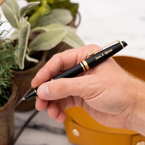 Engraved Waterman Expert Capped Rollerball Pen in Black Lacquer with Gold Trim. Personalized Luxury Gift for Graduation or Professional Milestones. in Kuwait