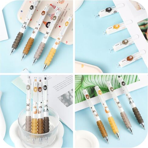 Ponhey 4 Pcs Cute Retractable Pens Cat Gel Pens Cartoon Pen 0.5mm Black Ink Writing Pen Aesthetics Pens Kawaii Pen for Girls Women Boy Office School Pens (Cute Cat) in Saudi Arabia