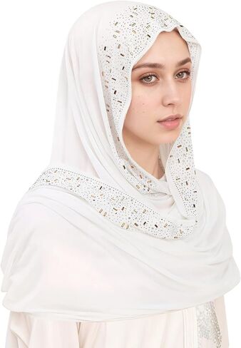 Elegant Rhinestone Headscarf Bandana Fashion Scarf Head Wrap Shawl Desert Hijab Muslim Turban Arab Keffiyeh Shemagh in Saudi Arabia