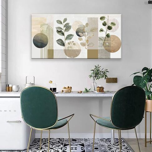 Boho Green Wall Art Mid Century Canvas Wall Art Decor Set Bohemian Abstract Wall Decor Modern Geometric Wall Painting Neutral Botanical Art Print Picture Living Room Bedroom Office Artwork 24"X 48" in Saudi Arabia