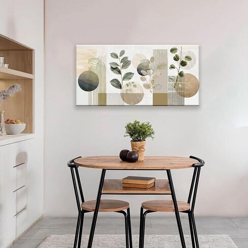 Boho Green Wall Art Mid Century Canvas Wall Art Decor Set Bohemian Abstract Wall Decor Modern Geometric Wall Painting Neutral Botanical Art Print Picture Living Room Bedroom Office Artwork 24"X 48" in Saudi Arabia