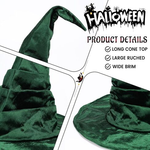 Ibeauti Witch Hat Women Large Ruched Halloween Witch Hat Costume Accessory for Party in Saudi Arabia