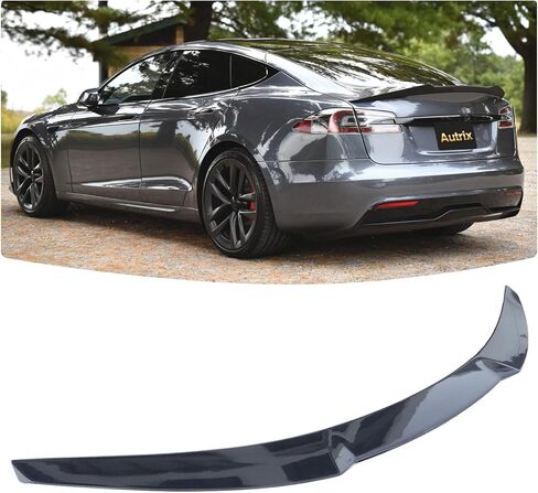 جناح خلفي للصندوق متوافق مع جميع موديلات تيسلا موديل S 2012-2026، ملحقات خارجية بنمط جناح خلفي عالي الركلة باللون الأسود اللامع in Kuwait