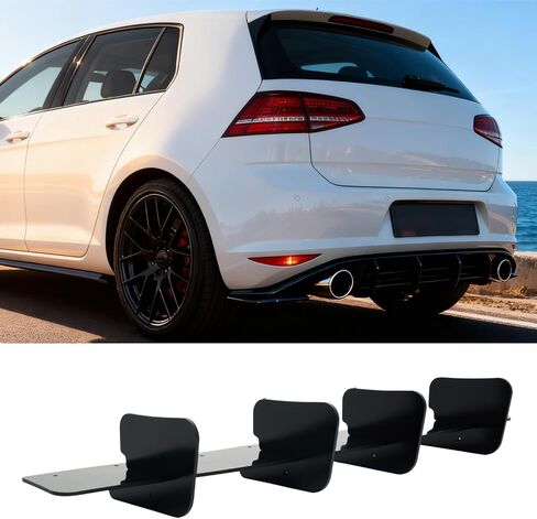Rear Bumper Diffuser Lip 4 Shark Fins Spoiler Splitter Compatible with Golf 7 MK7.5 GTI 2018–2021, Sport Style ABS Material, Gloss Black in Kuwait