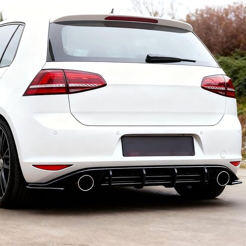 Rear Bumper Diffuser Lip 4 Shark Fins Spoiler Splitter Compatible with Golf 7 MK7.5 GTI 2018–2021, Sport Style ABS Material, Gloss Black in Kuwait