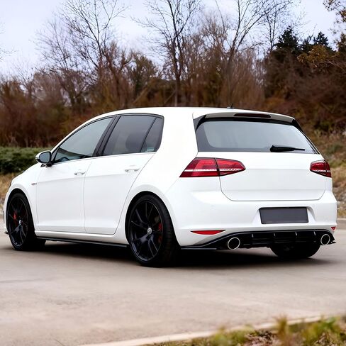 Rear Bumper Diffuser Lip 4 Shark Fins Spoiler Splitter Compatible with Golf 7 MK7.5 GTI 2018–2021, Sport Style ABS Material, Gloss Black in Kuwait