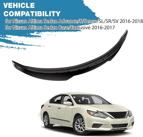 Rear Spoiler fit for Nissan Altima Sedan Advance/S/Sense/SL/SR/SV 2016 2017 2018, for Nissan Altima Sedan Base/Exclusive 2016 2017 Rear Wing Trunk Spoiler Gloss Black in Kuwait