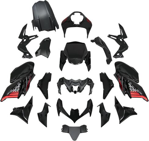 طقم هدايا الدراجة النارية مناسب لـ ZR900 Z900 2020-2024 Z900 SE 2022-2024، مجموعة أغطية لوحة إطار حقن البلاستيك ABS، أسود لامع مع أحمر in Kuwait